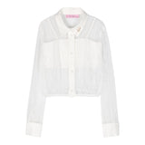 Miss Blumarine – Besticktes Langarmshirt mit weißem Oberteil für Mädchen