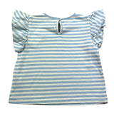 Zhoe &amp; Tobiah Zweifarbiges gestreiftes Rüschen-T-Shirt Weiß/Blau für Baby-Mädchen