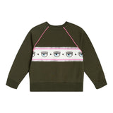 Chiara Ferragni Einfarbiges Rundhals-Sweatshirt mit grünem Aufdruck für Mädchen