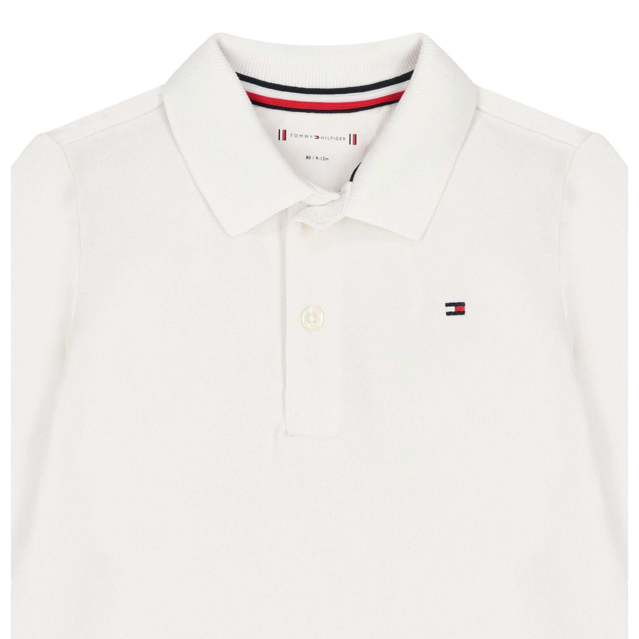 Tommy Hilfiger Polo Manica Lunga Tinta Unita per Neonato KN0KN01848 BIANCO TOMMY HILFIGER 