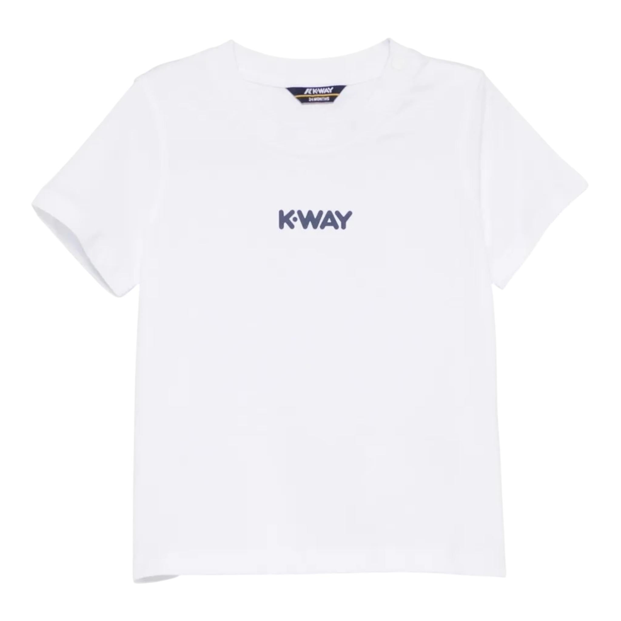 K-Way T-Shirt Girocollo Tinta Unita con Logo per Neonato K11613W BIANCO K-WAY 