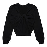 N°21 Einfarbiger schwarzer Strickpullover mit Rundhalsausschnitt für Mädchen