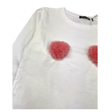 FUN & FUN shirt girocollo tinta unita con pon pon in contrasto Bianco per Bambina FCJTS00018 BIANCO FUN & FUN 