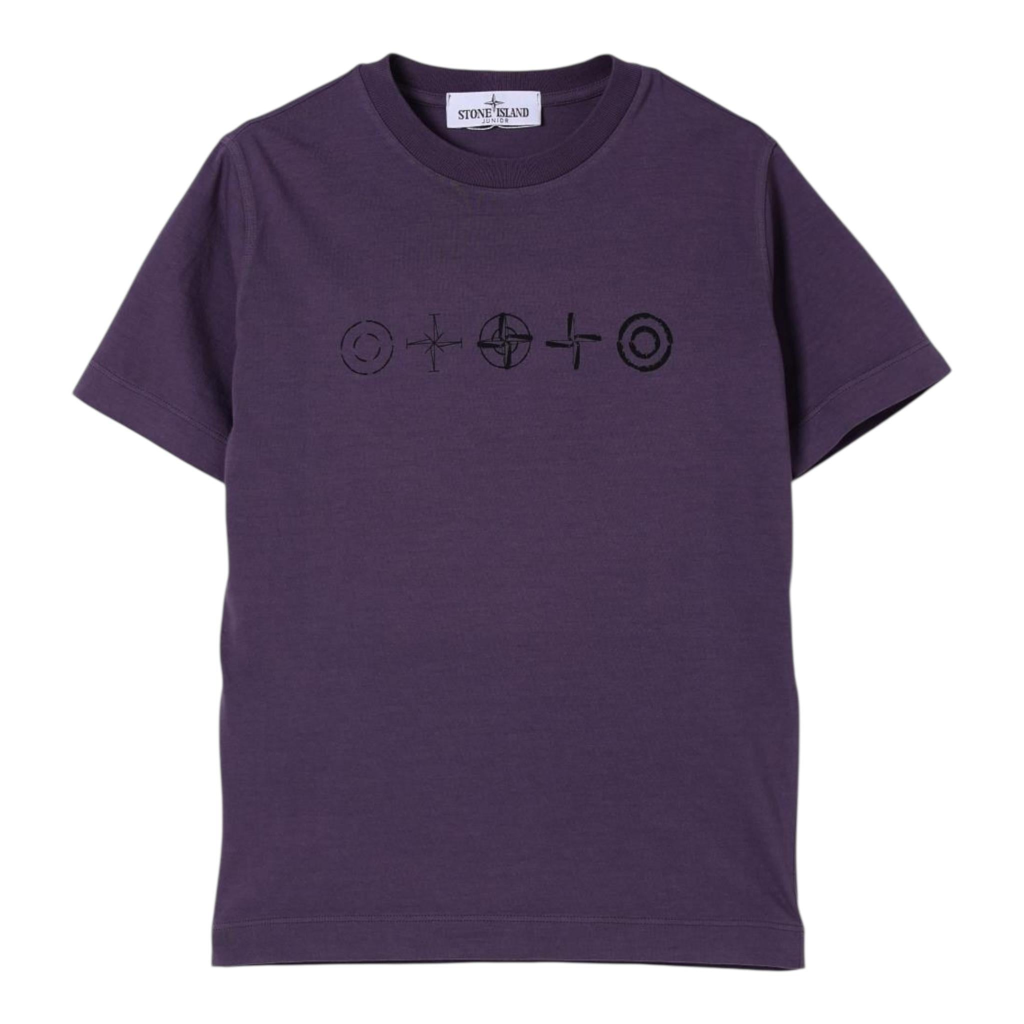 Stone Island T-Shirt Girocollo Tinta Unita con Logo per Bambino K1S16210001 VIOLA STONE ISLAND 