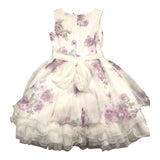 Mimilu‘ Einfarbiges ärmelloses Kleid mit Blumenmuster aus Tüll mit weißem Gürtel für Babymädchen