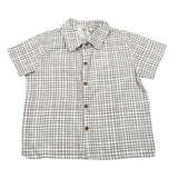 Petit Indi Camicia Tinta Unita con Fantasia A Quadri per Bambino SS25BK7427X BIANCO PETIT INDI 