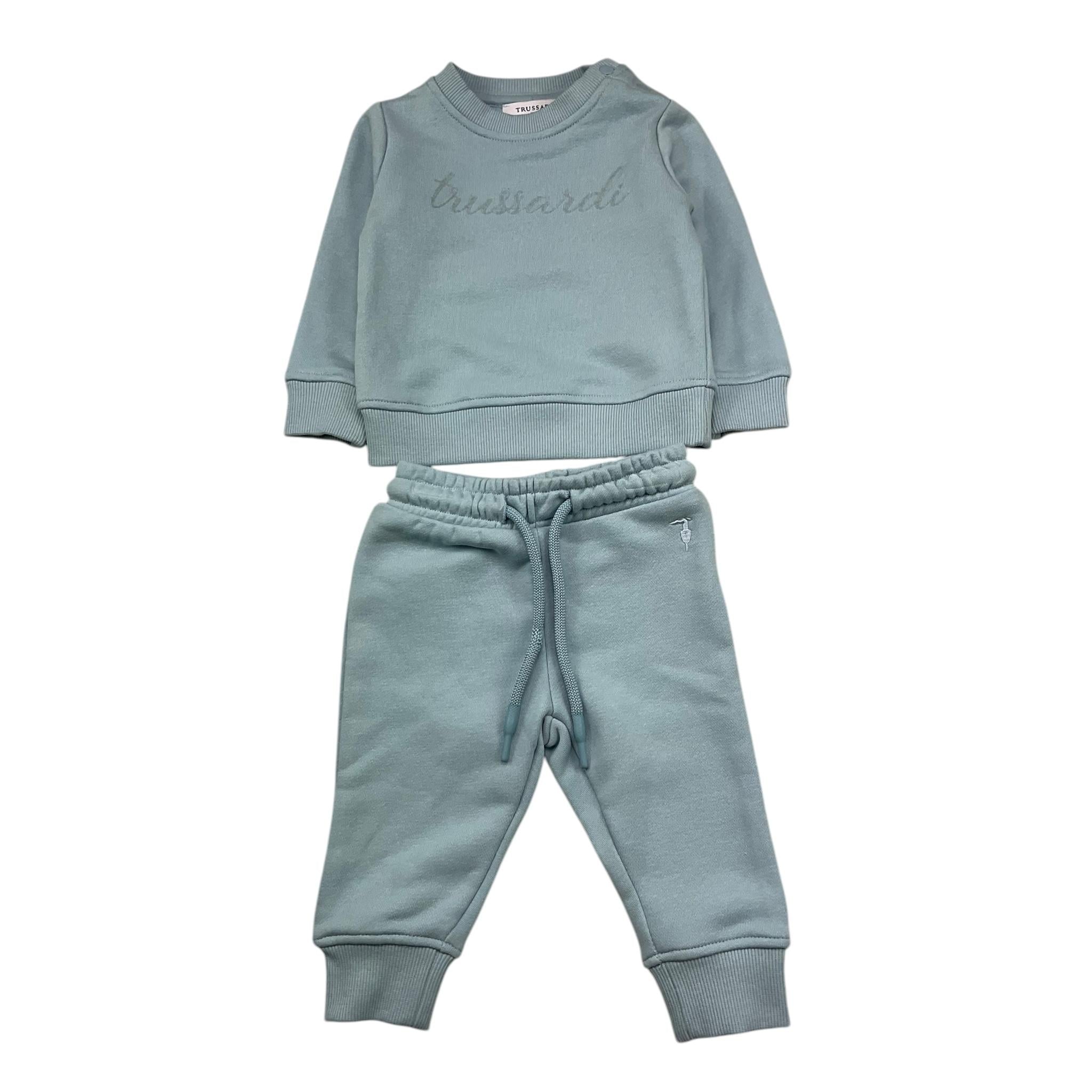 TRUSSARDI completo 2 pezzi felpa-pantalone tinta unita Azzurro per Neonato TIA25001 AZZURRO TRUSSARDI 