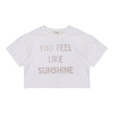 Vicolo Einfarbiges Rundhals-T-Shirt mit Glitzer-Print Creme für Mädchen