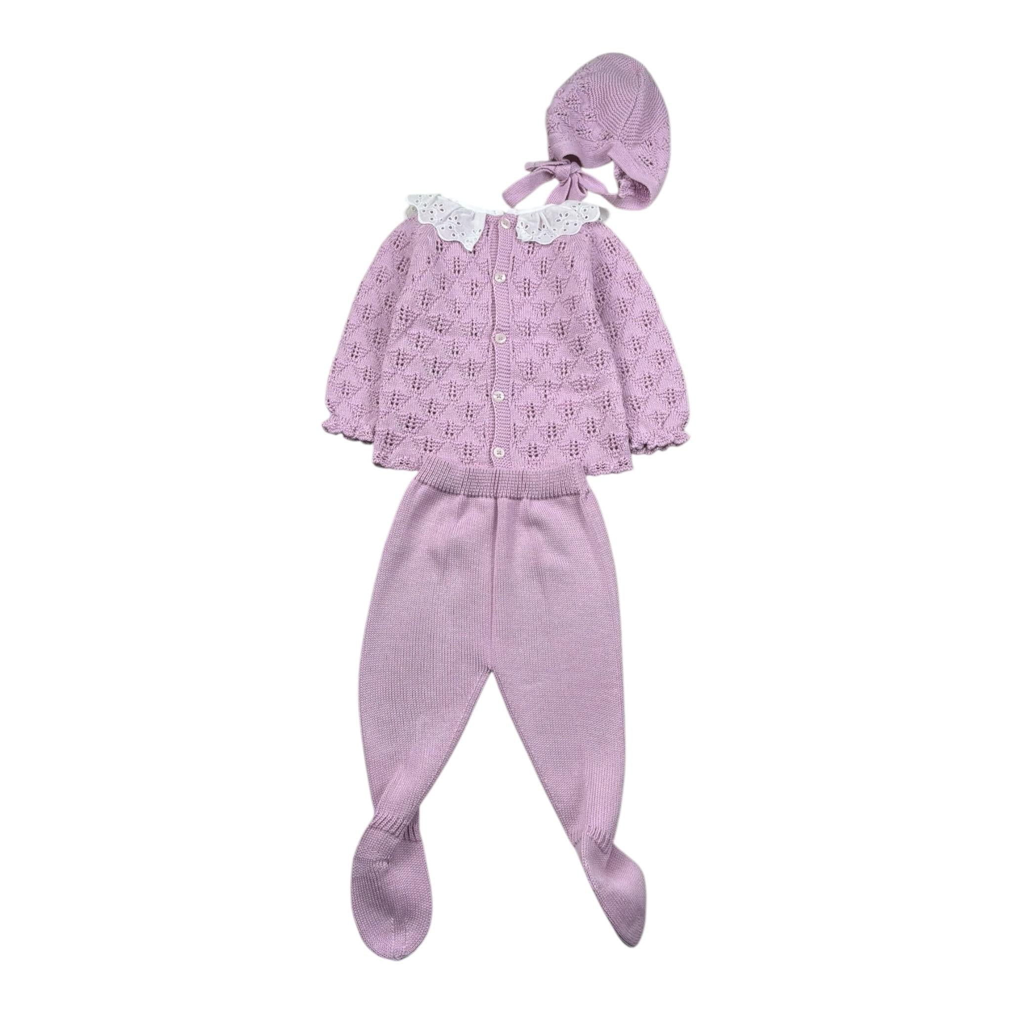 Mac Ilusio'N Completo 3 Pezzi Maglia-Ghettina-Cappello per Neonata 9612G LILLA MAC ILUSIO'N 
