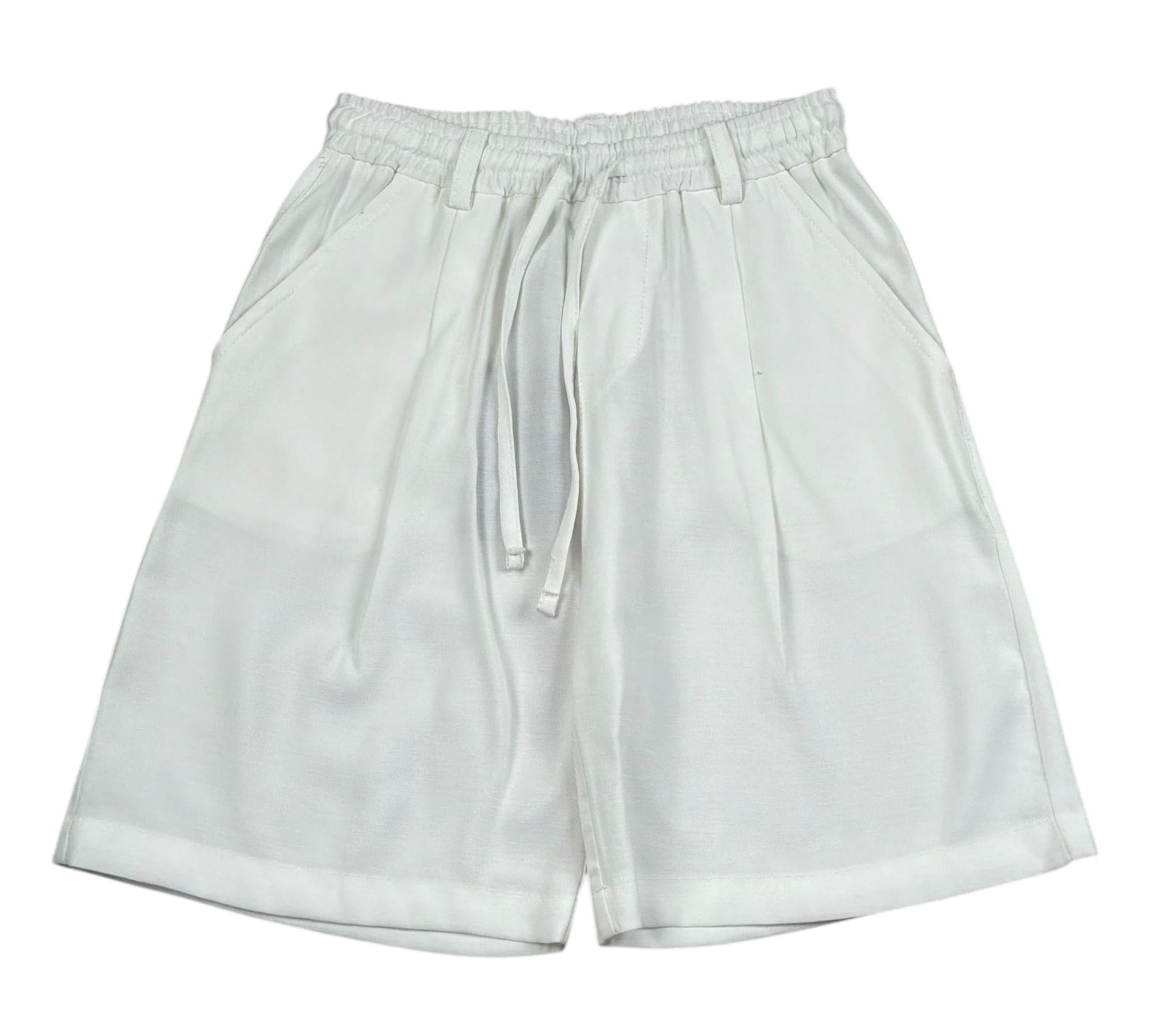 Paolo Pecora Bermuda Tinta Unita con Elstico In Vita per Bambino PP43033 BIANCO PAOLO PECORA 