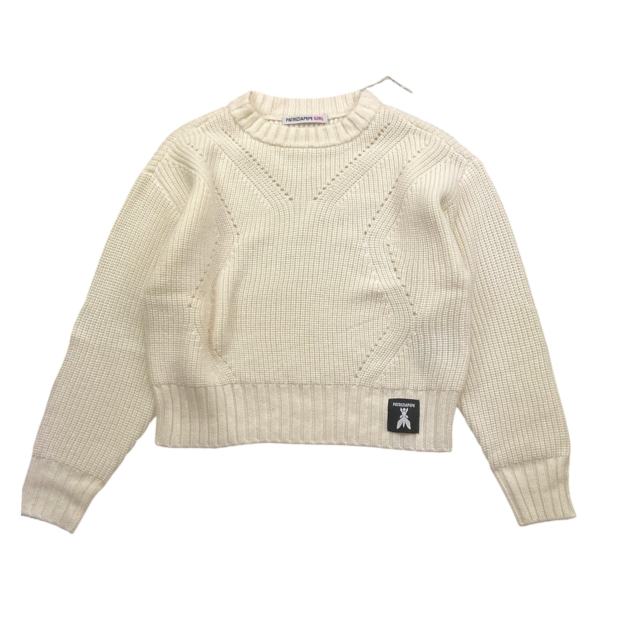PATRIZIA PEPE maglia girocollo tinta unita Panna per Bambina 7K0049X PANNA PATRIZIA PEPE 
