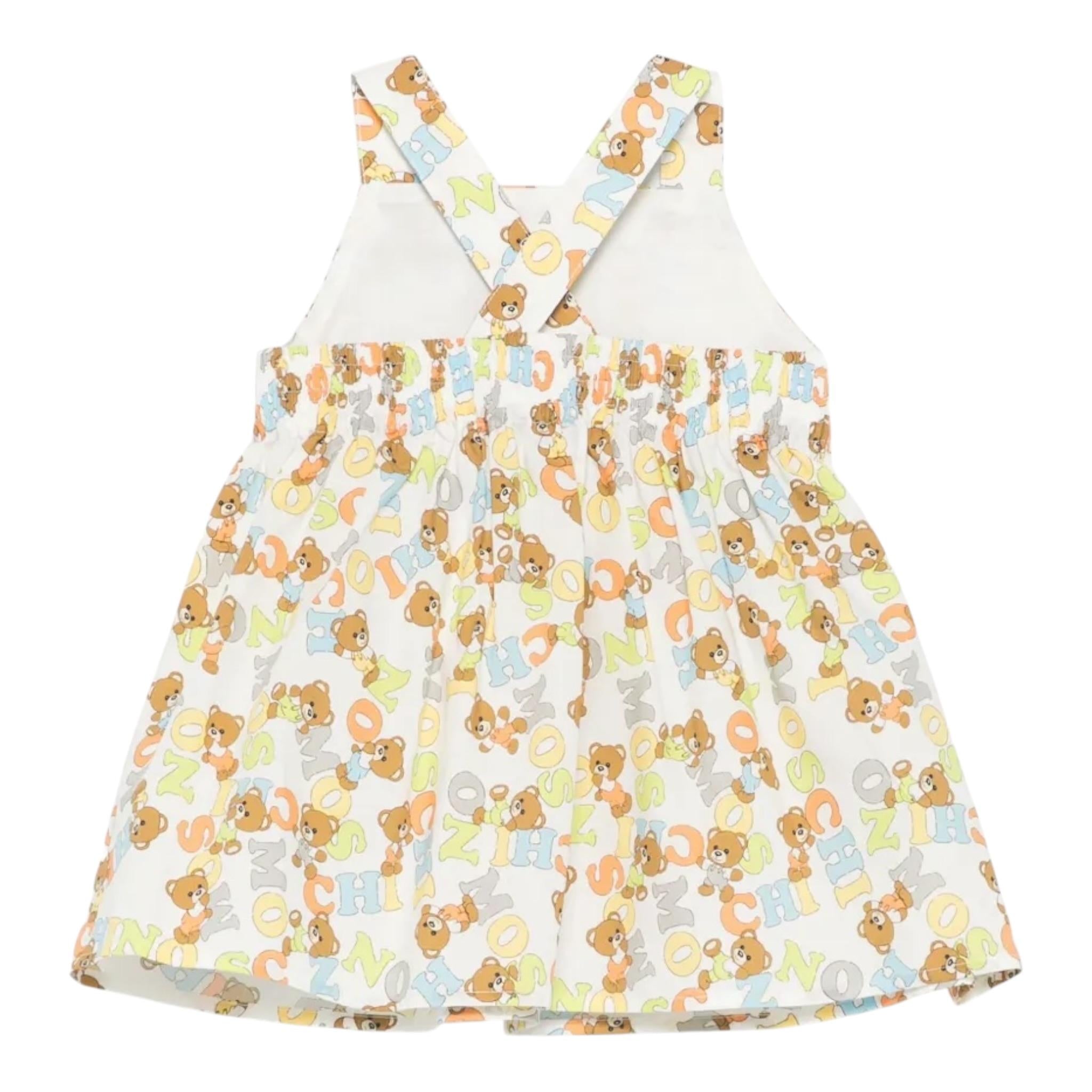 Moschino Abito Tinta Unita con Stampa per Neonata MDV0C1N BIANCO MOSCHINO 