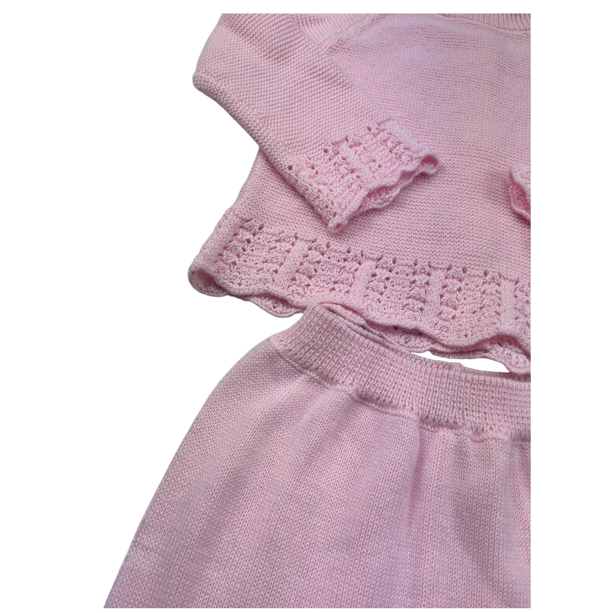 Le Bebe Completo 2 Pezzi Maglia-Ghettina Tinta Unita per Neonata LBG6279 ROSA LE BEBE 