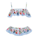 Monnalisa Costume 2 Pezzi Fascia-Slip Tinta Unita con Stampa per Bambina 19E077 AZZURRO MONNALISA 