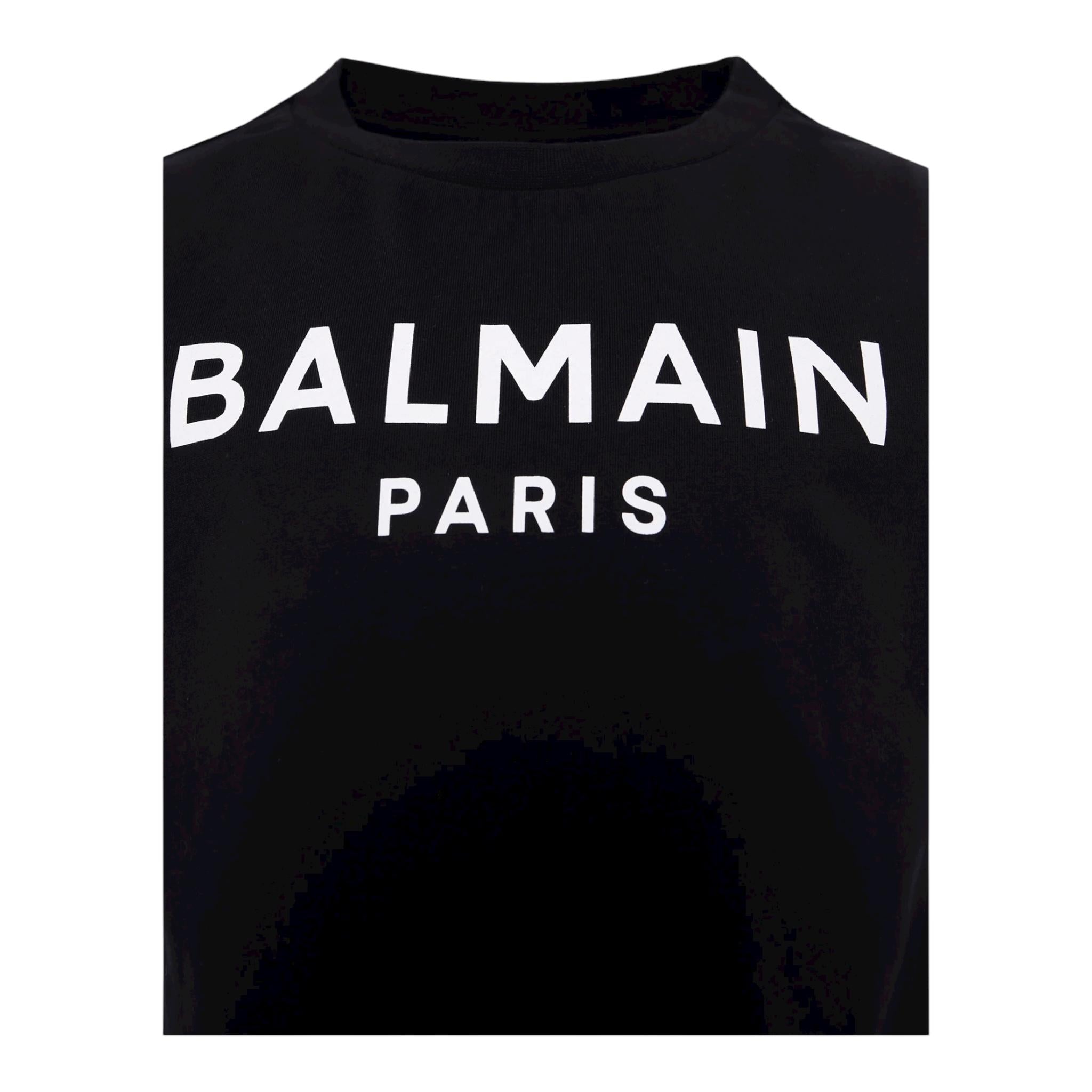 Balmain T-Shirt Girocollo Tinta Unita con Stampa per Bambino BT8P41X NERO BALMAIN 
