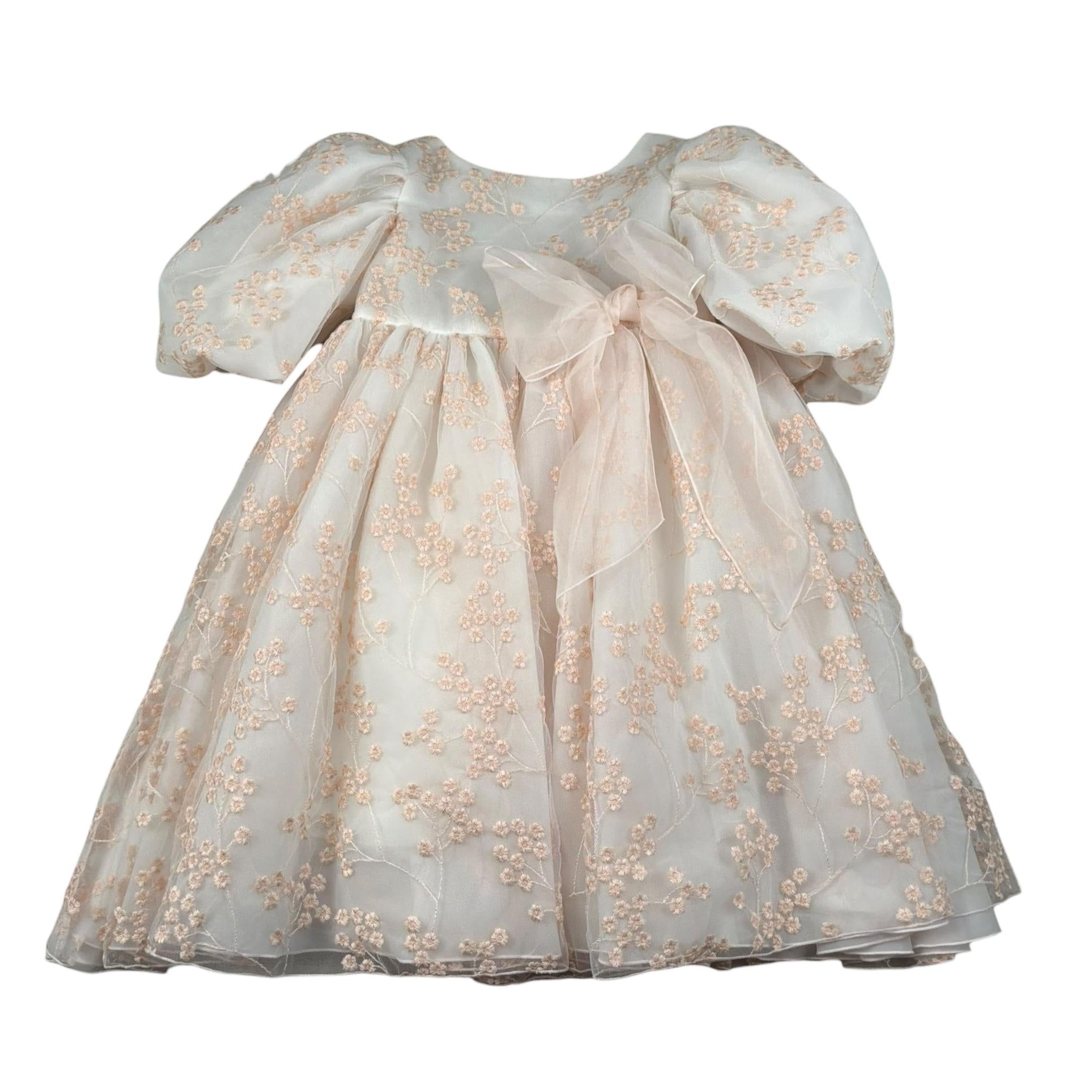 La Stupenderia Abito Cerimonia Tinta Unita con Ricami per Bambina CJAB74X BIANCO LA STUPENDERIA 