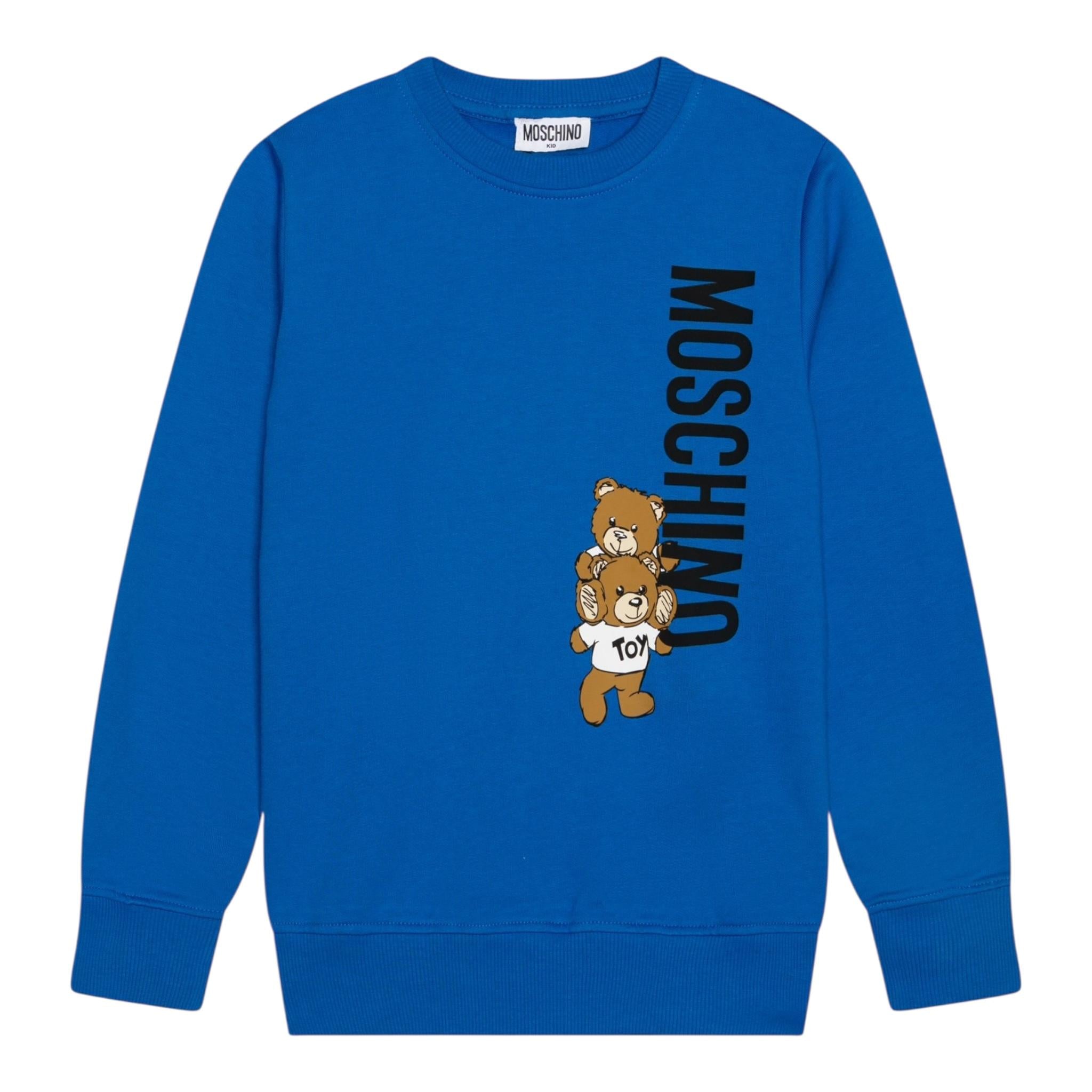 MOSCHINO felpa tinta unita gircollo con stampa Blu per Bambino H8F05RX BLU MOSCHINO 