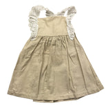 Babidu Einfarbiges Ärmelloses Kleid Mit Beige Stickerei Für Baby Mädchen