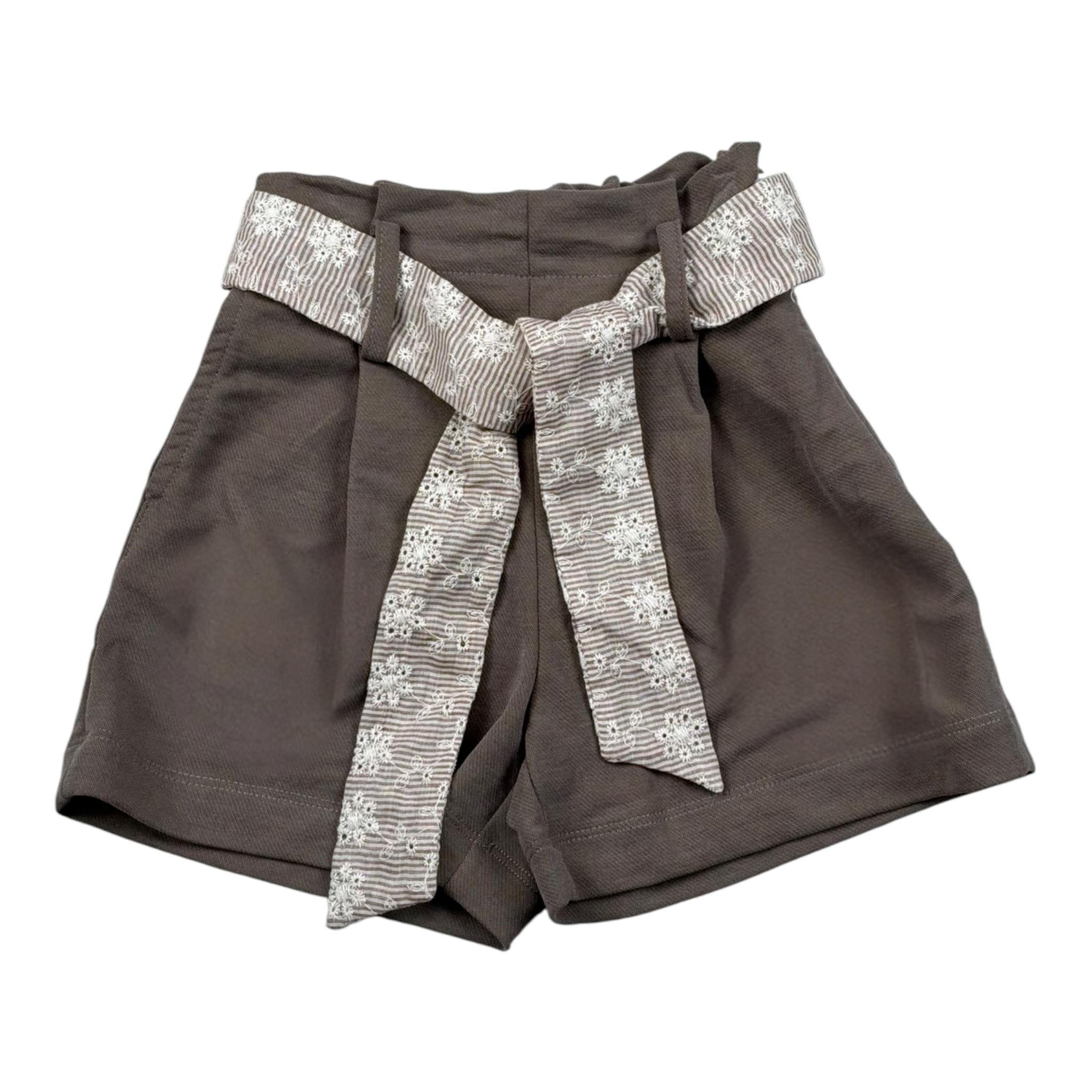 Lalalu' Short tinta unita con Cintura Marrone per Bambina SHL70PBX MARRONE LALALU' 