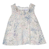 Simonetta Einfarbiges Ärmelloses Kleid mit Beigem Blumenmuster für Mädchen