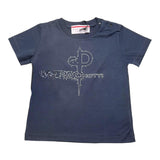 Cesare Paciotti T-Shirt, einfarbig, Rundhalsausschnitt, mit blauem Logo-Print für Neugeborene