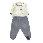 NINNAOH completo 2pz shirt-ghettina bicolore  con fantasia Bianco/blu per Neonato I2240C BIANCO/BLU NINNAOH 