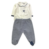 NINNAOH completo 2pz shirt-ghettina bicolore  con fantasia Bianco/blu per Neonato I2240C BIANCO/BLU NINNAOH 