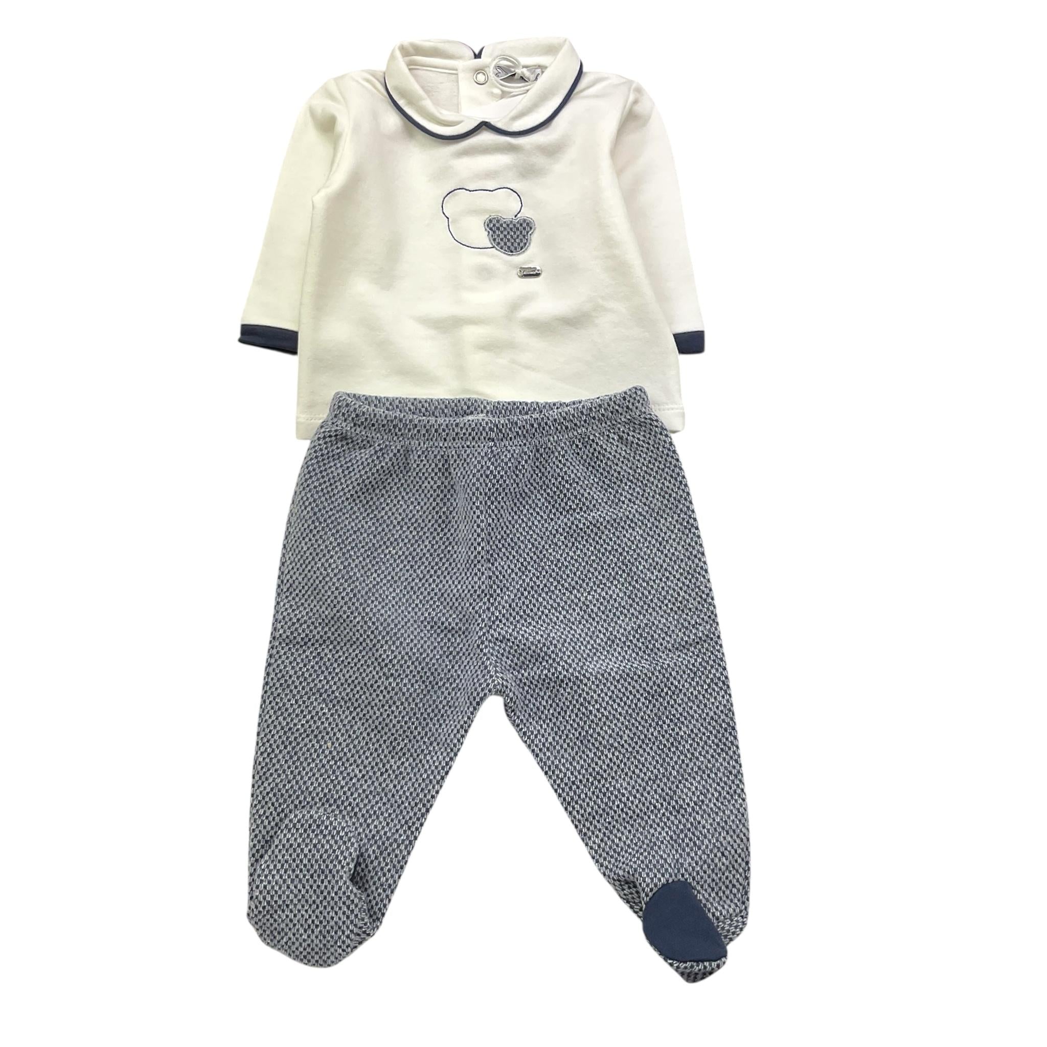 NINNAOH completo 2pz shirt-ghettina bicolore  con fantasia Bianco/blu per Neonato I2240C BIANCO/BLU NINNAOH 