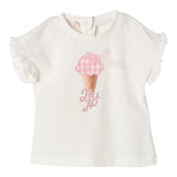 Liu Jo Einfarbiges T-Shirt mit Rundhalsausschnitt und weißem Aufdruck für Baby-Mädchen