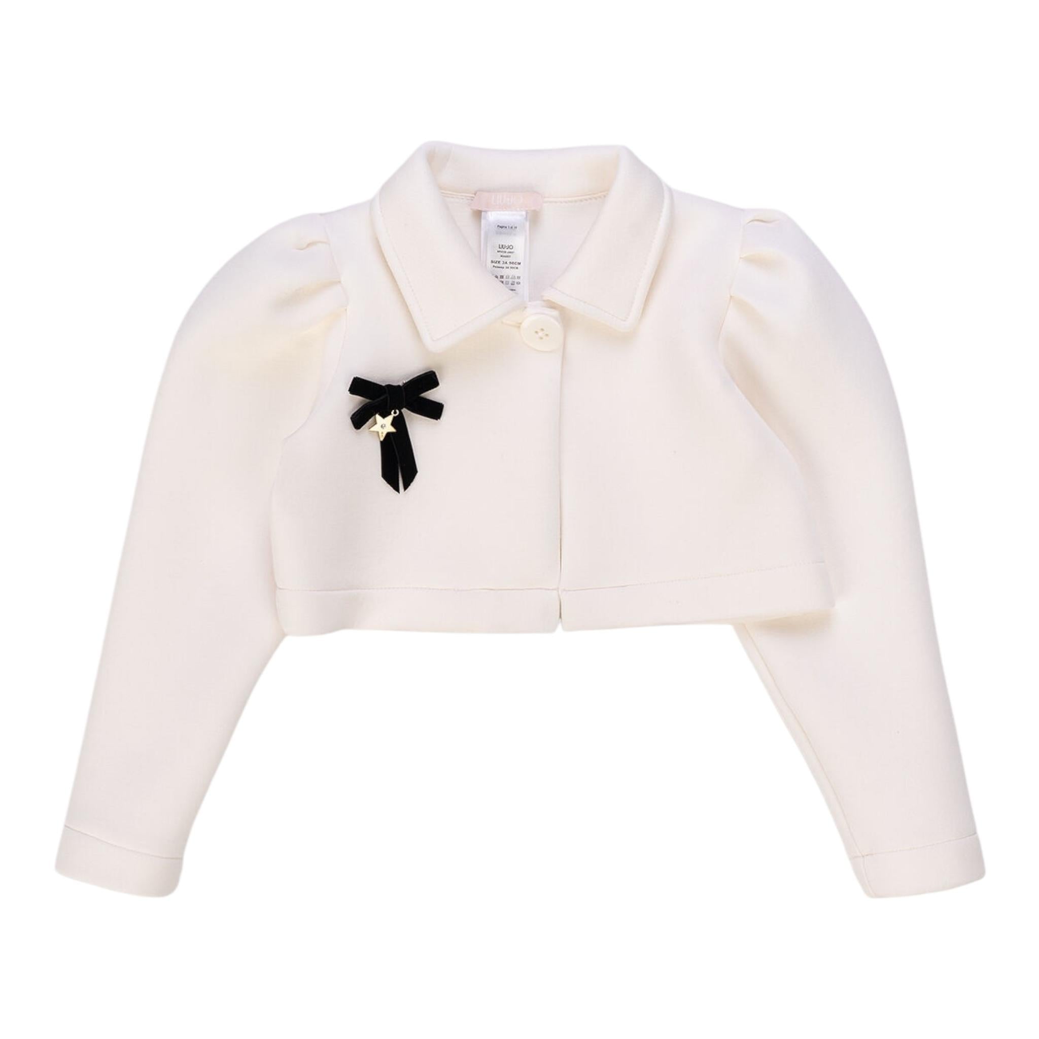 LIU JO giacca tinta unita modello crop con fiocco in contrasto Panna per Neonata KF4139N PANNA LIU JO 