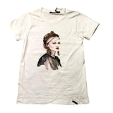 J'Aime' Schlichtes Rundhals-T-Shirt mit Kontrastdruck in Weiß für Mädchen