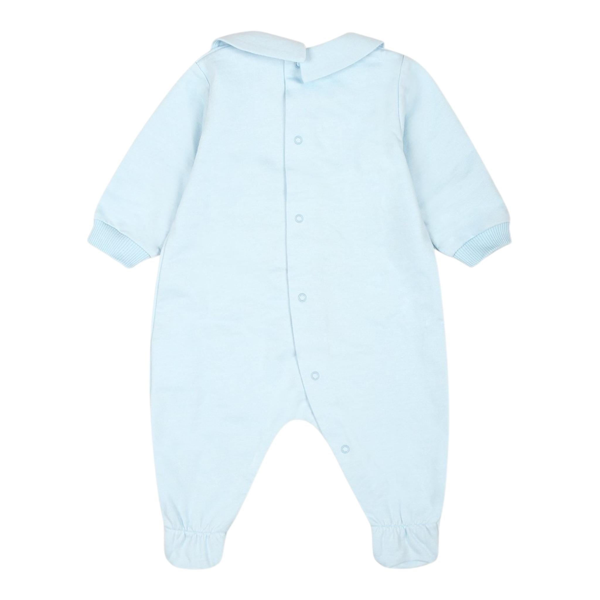 MOSCHINO tutina tinta unita con logo Azzurro per Neonato MUY0077 AZZURRO MOSCHINO 