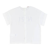 N°21 Schlichtes Halbarm-Shirt mit Kontrast-Print in Weiß für Mädchen