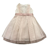 Helle Farben Einfarbiges Zeremoniekleid mit Tüll und weiß/rosa Gürtel für Baby Mädchen