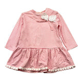 Please Einfarbiges Kleid mit Streifenmuster Langarm Weiß für Baby Mädchen