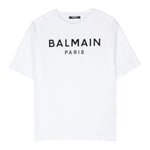 BALMAIN t-shirt girocollo tinta unita con stampa Bianco per Bambino BV8R71 BIANCO BALMAIN 