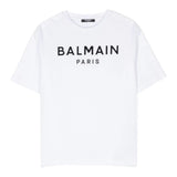 BALMAIN t-shirt girocollo tinta unita con stampa Bianco per Bambino BV8R71 BIANCO BALMAIN 