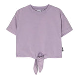 Aspesi – Einfarbiges T-Shirt mit Rundhalsausschnitt und lila Knoten für Mädchen