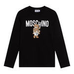 MOSCHINO shirt girocollo tinta unita con stampa in contrasto Nero per Bambina HUO00W NERO MOSCHINO 