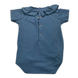 Wedoble Bodysuit Halbarm Einfarbig Mit Kragen Blau Für Baby Mädchen