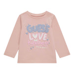 GUESS shirt girocollo tinta unita con stampa in contrasto Rosa per Neonata A4BI03J1314 ROSA GUESS 
