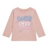 GUESS shirt girocollo tinta unita con stampa in contrasto Rosa per Neonata A4BI03J1314 ROSA GUESS 