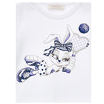 Monnalisa Abito Mezza Manica Tinta Unita con Stampa per Neonata 19E916N BIANCO MONNALISA 