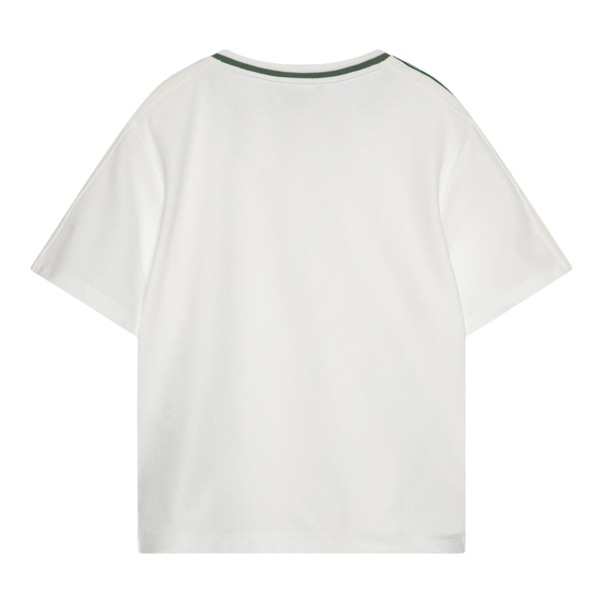 Emporio Armani T-Shirt Scollo A V Tinta Unita con Profili In Contrasto per Bambino EB000154 BIANCO EMPORIO ARMANI 
