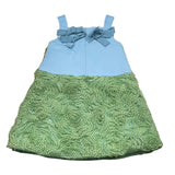 Mimisol Zweifarbiges Kleid mit Schleifen und hellblauem Muster für Mädchen