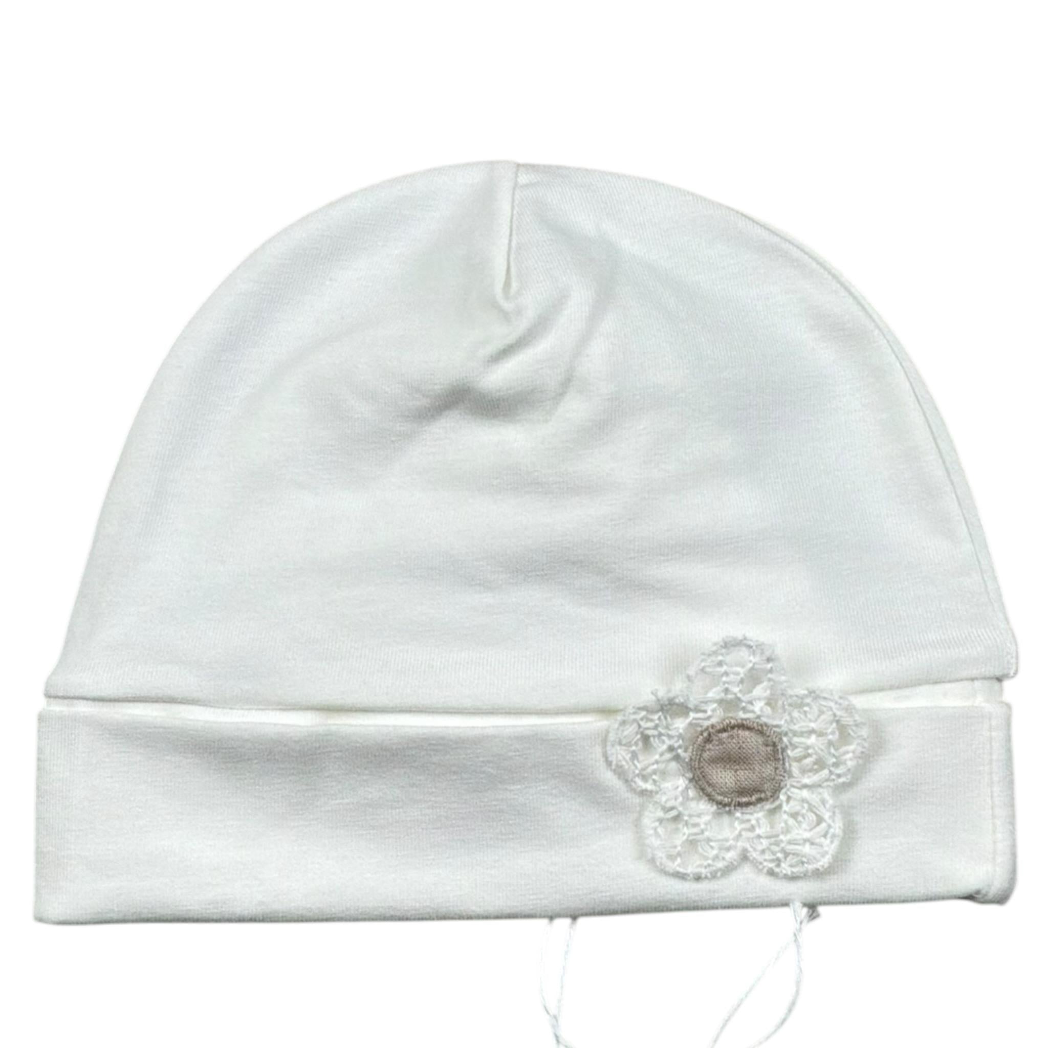 Bimbalo' Cappello tinta unita con Ricami Bianco per Neonata CAL11P BIANCO BIMBALO' 