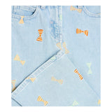 Stella Mccartney Jeans, einfarbig, Schlaghosenmodell mit hellblauer Stickerei für Mädchen