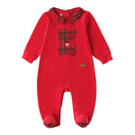 MINI BANDA tutina tinta unita con fantasia scozzese Rosso per Neonata 3A640 ROSSO MINI BANDA 