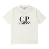 CP Company Einfarbiges Rundhals-T-Shirt mit weißem Logo-Print für Kinder