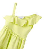 Sarabanda Abito Monospalla Tinta Unita per Bambina 0B341 VERDE ACIDO SARABANDA 